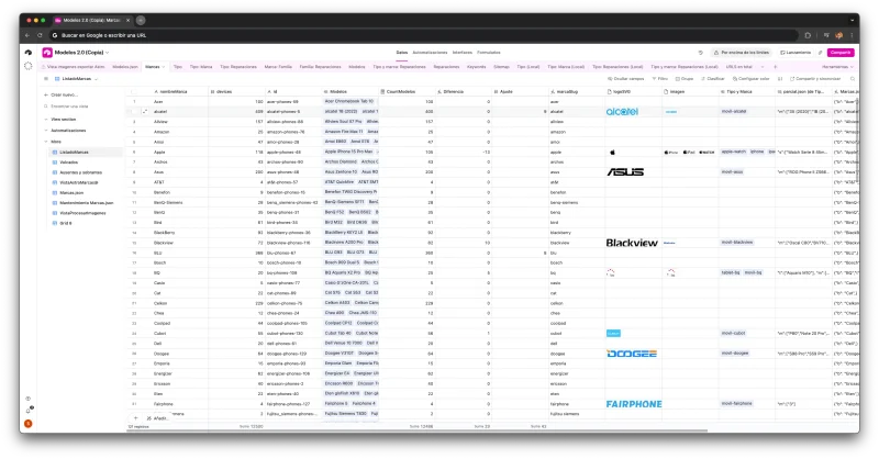Hierarchia tabel Airtable — CMS programmatic SEO
