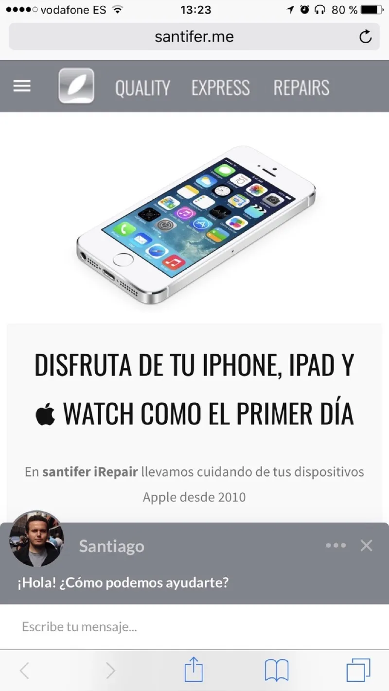 santifer.me on Squarespace: mobile homepage