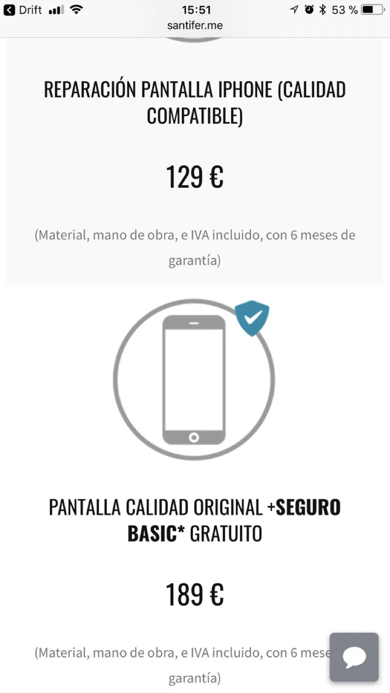santifer.me on Squarespace: pricing page with generic icons